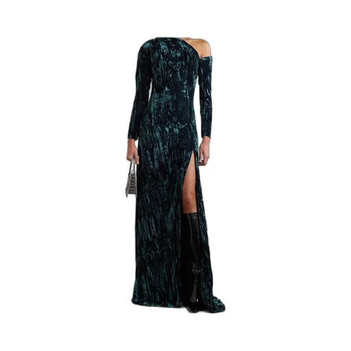 Alder One-Shoulder Crushed-Velvet Gown