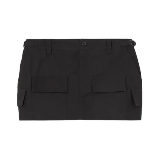 Black Cargo Pockets Mini Skirt