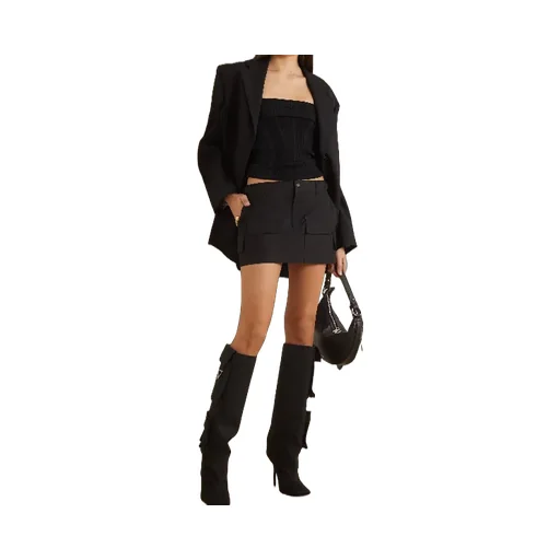 Black Cargo Pockets Mini Skirt