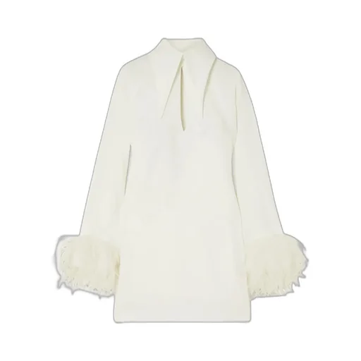 Michelle Feather-Trimmed Cutout Crepe Mini Dress