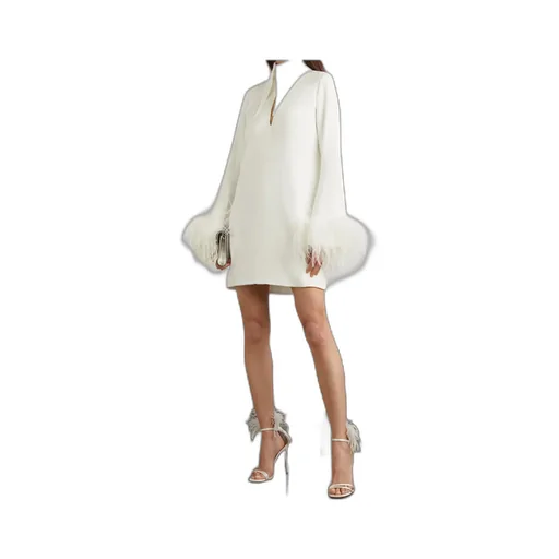 Michelle Feather-Trimmed Cutout Crepe Mini Dress
