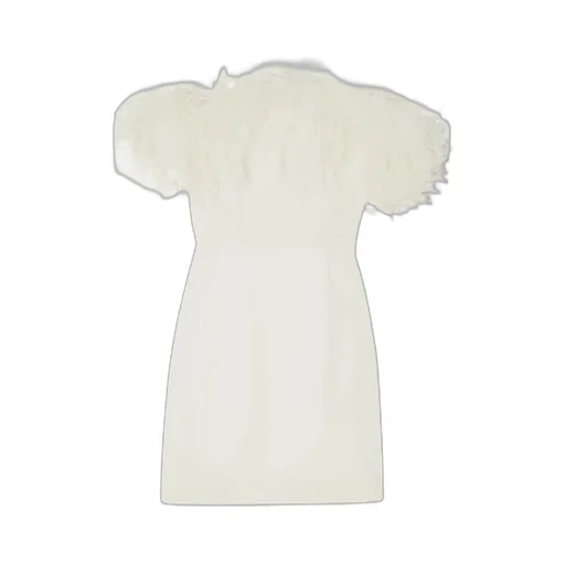 Ava Off-The-Shoulder Feather-Trimmed Crepe Mini Dress