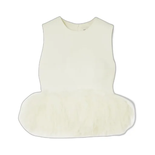 Hoku Short Feather-Trimmed Crepe Vest