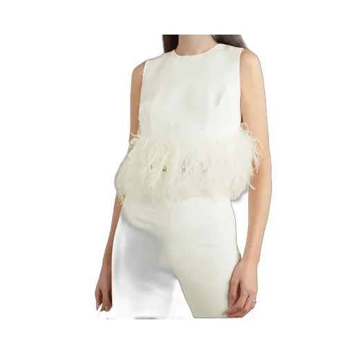 Hoku Short Feather-Trimmed Crepe Vest
