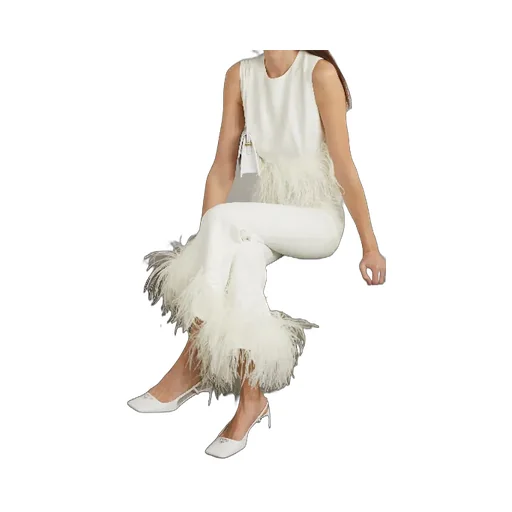 Hoku Short Feather-Trimmed Crepe Vest