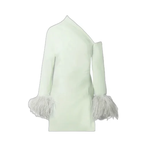 Adelaide One-Shoulder Feather-Trimmed Crepe Mini Dress
