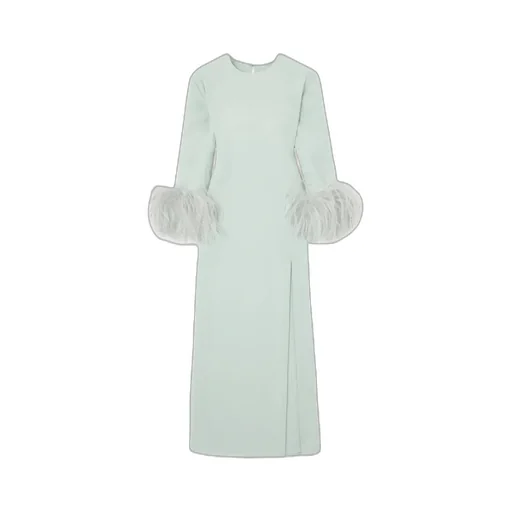 Billie Feather-Trimmed Crepe Midi Dress