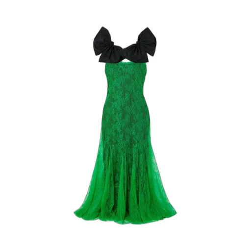 Bow-Embellished Lace Gown