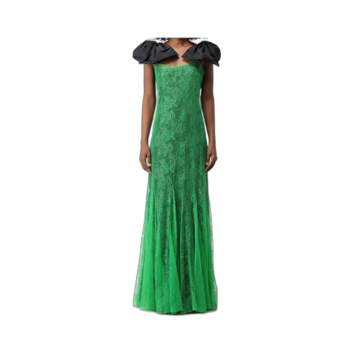 Bow-Embellished Lace Gown