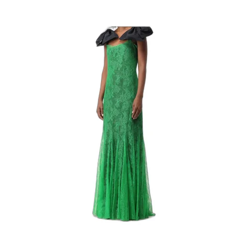 Bow-Embellished Lace Gown