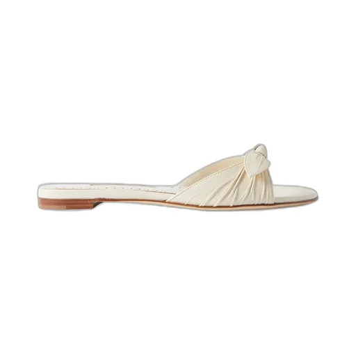 Lolloflat Bow-Embellished Gathered Leather Sandals