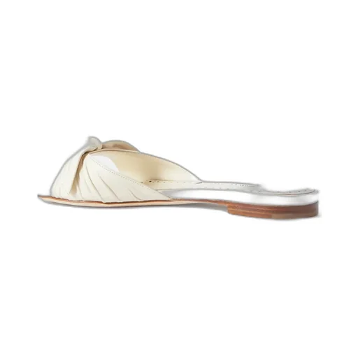 Lolloflat Bow-Embellished Gathered Leather Sandals