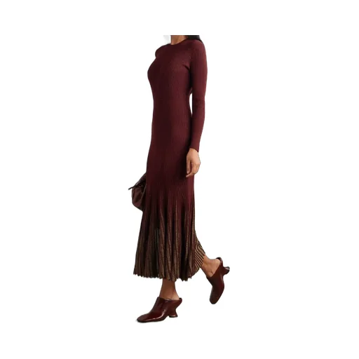 Mila Metallic Ruched Knit Mid-Length Dress