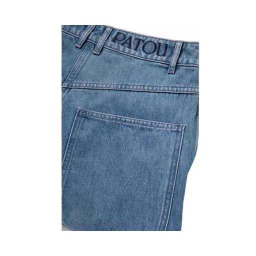 Patchwork Mid-Rise Straight Leg Jeans