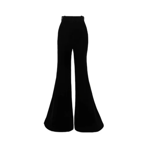 High-Waisted Flared Velvet Trousers