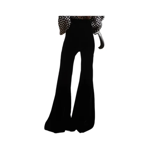High-Waisted Flared Velvet Trousers
