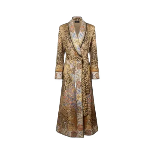 Paisley Animal-Motif Silk Robe