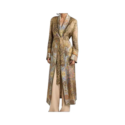 Paisley Animal-Motif Silk Robe