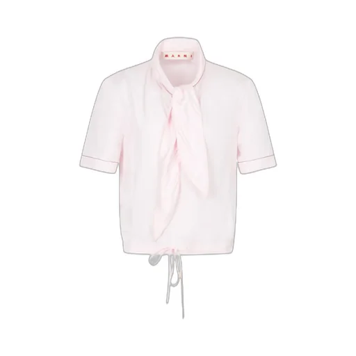 Pink Viscose Twill Top With Neck Tie