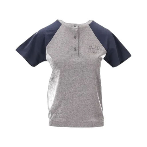 Raglan-Sleeve Buttoned T-Shirt