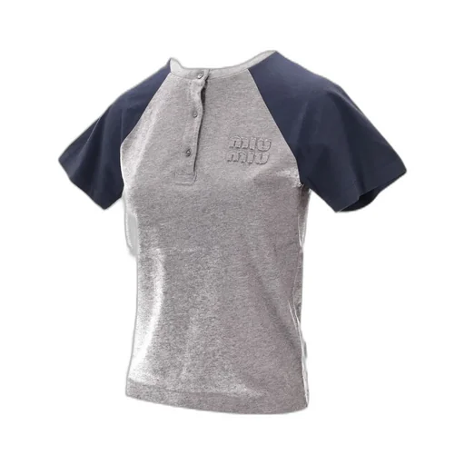 Raglan-Sleeve Buttoned T-Shirt