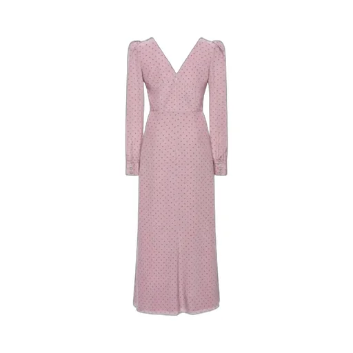 Polka Dot Midi Dress With Ruffles
