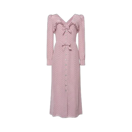 Polka Dot Midi Dress With Ruffles