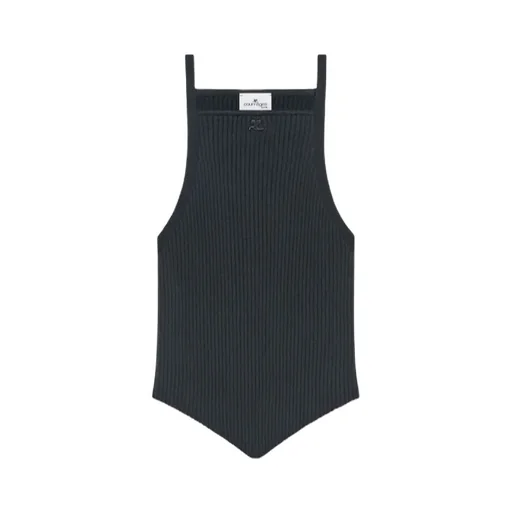 Pointy-Hem Ribbed Tank Top