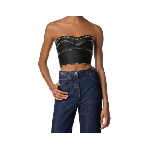 Versace Off Shoulder Leather Top