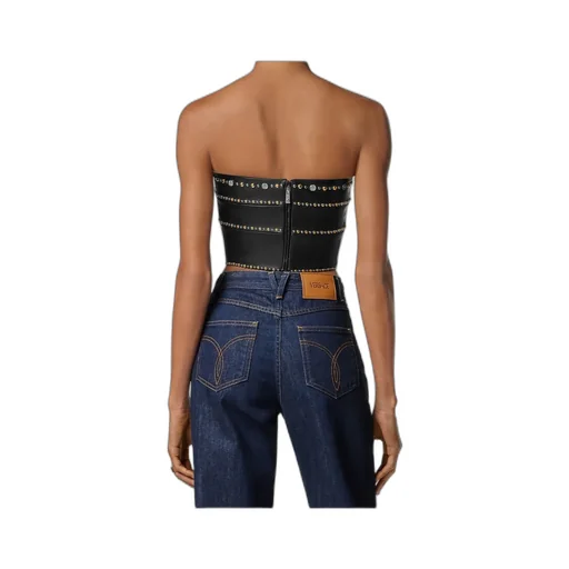 Versace Off Shoulder Leather Top