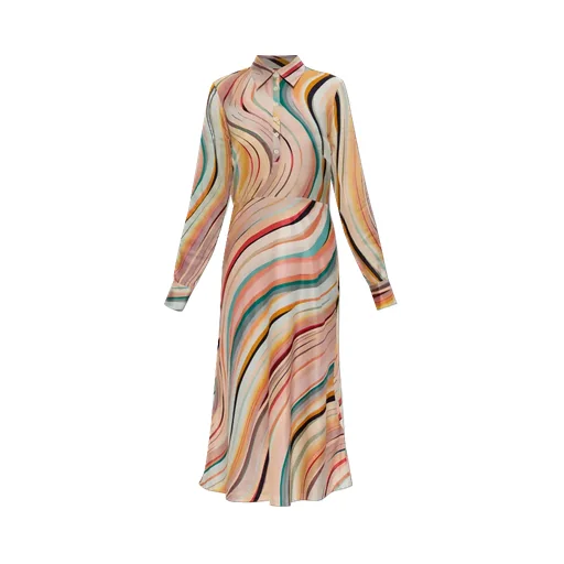 Ps Paul Smith Long Sleeve Stripe Pattern Dress