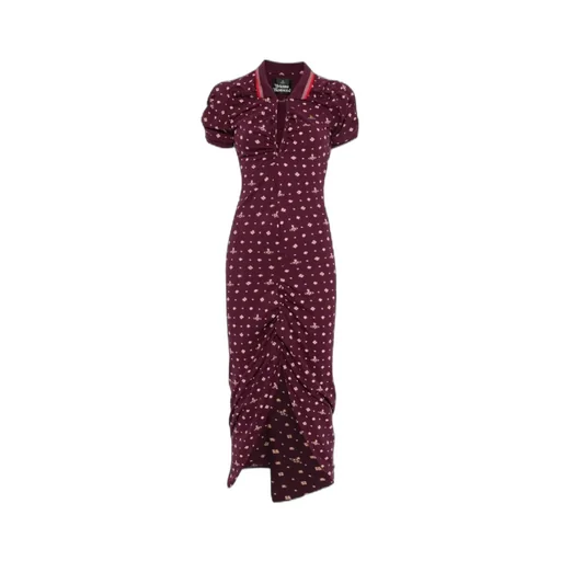 Patterned Ruched Midi Dress