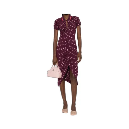 Patterned Ruched Midi Dress