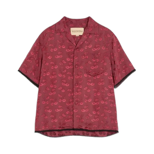 Valentino Viscose Bowling Shirt With Cherryfic Jacquard Pattern