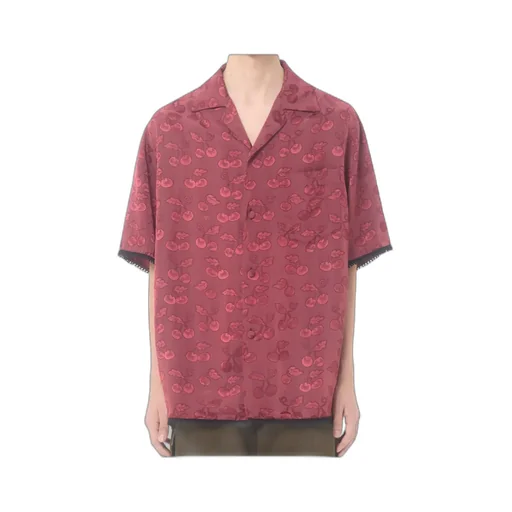 Valentino Viscose Bowling Shirt With Cherryfic Jacquard Pattern