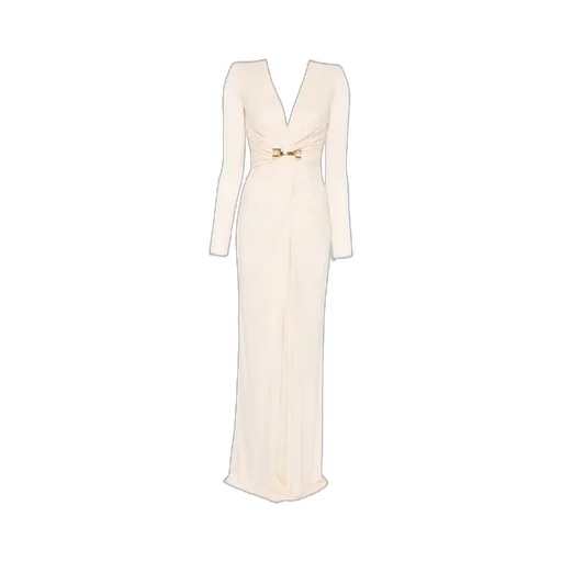 Long-Sleeve V-Neck Maxi Dress