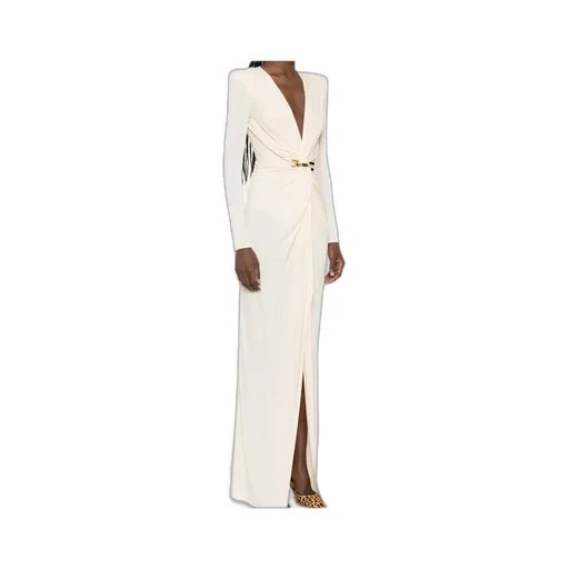 Long-Sleeve V-Neck Maxi Dress