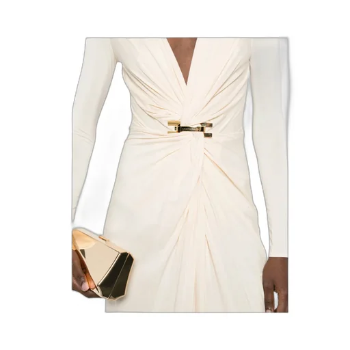 Long-Sleeve V-Neck Maxi Dress