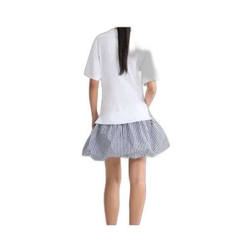 Striped-Hem Mini Dress