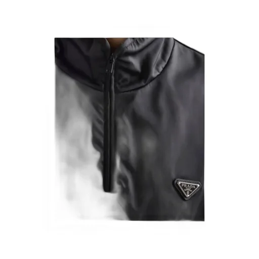 Cotton Fleece Half-Zipper Sweatshirt With Re-Nylon Details