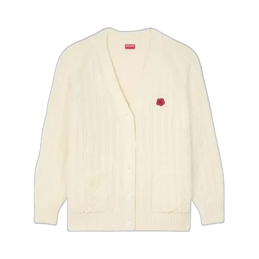 Loose Knit Cardigan In Cotton And Wool Boke Flower