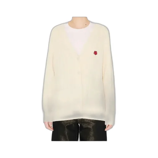 Loose Knit Cardigan In Cotton And Wool Boke Flower