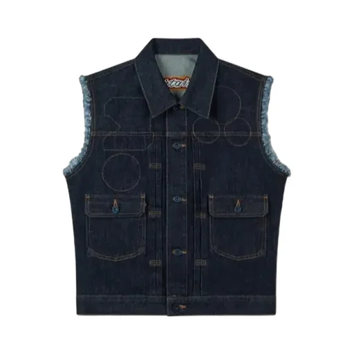 Cut Off Trucker In Japanese Denim Kenzo Badges