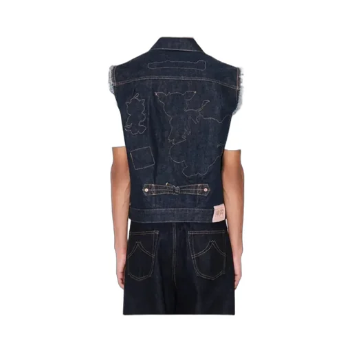 Cut Off Trucker In Japanese Denim Kenzo Badges