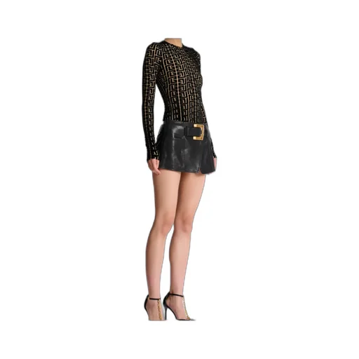 Balmain Monogrammed Velvet Top
