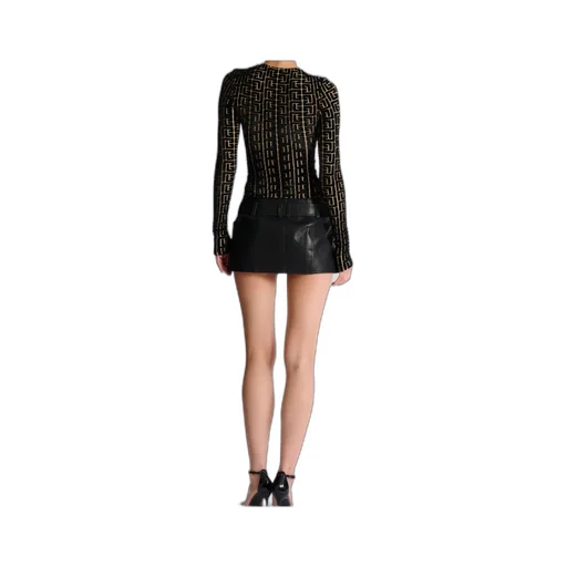 Balmain Monogrammed Velvet Top