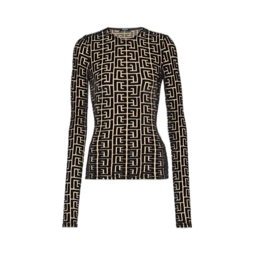 Balmain Monogrammed Velvet Top