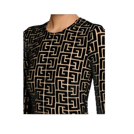 Balmain Monogrammed Velvet Top