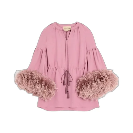 Cady Couture Feather-Trim Blouse