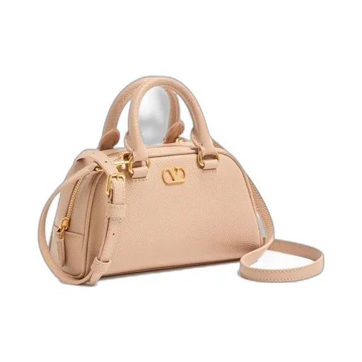 Mini Vlogo Signature Bowling Bag In Grainy Calfskin